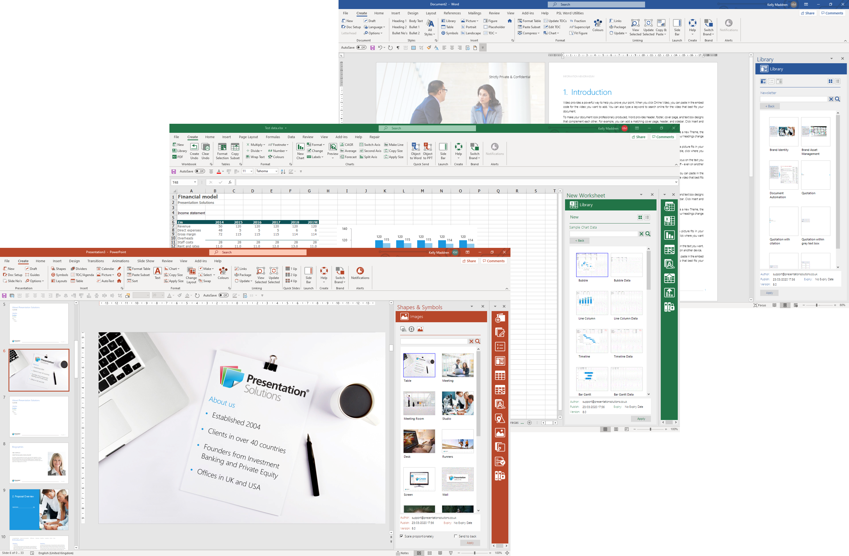 Create for PowerPoint, Word and Excel